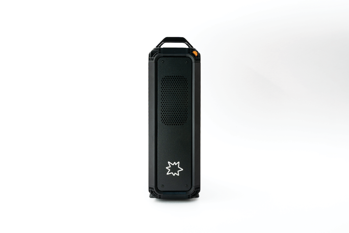 Lucebox server on a white background, straight front view
